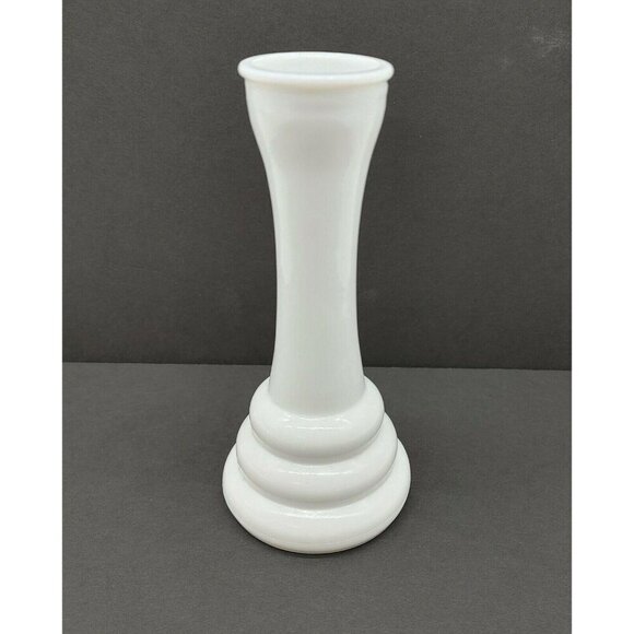 Randall White Milk Glass Vase Pedestal Beehive Base Vintage Art Deco Glassware - Picture 5 of 5